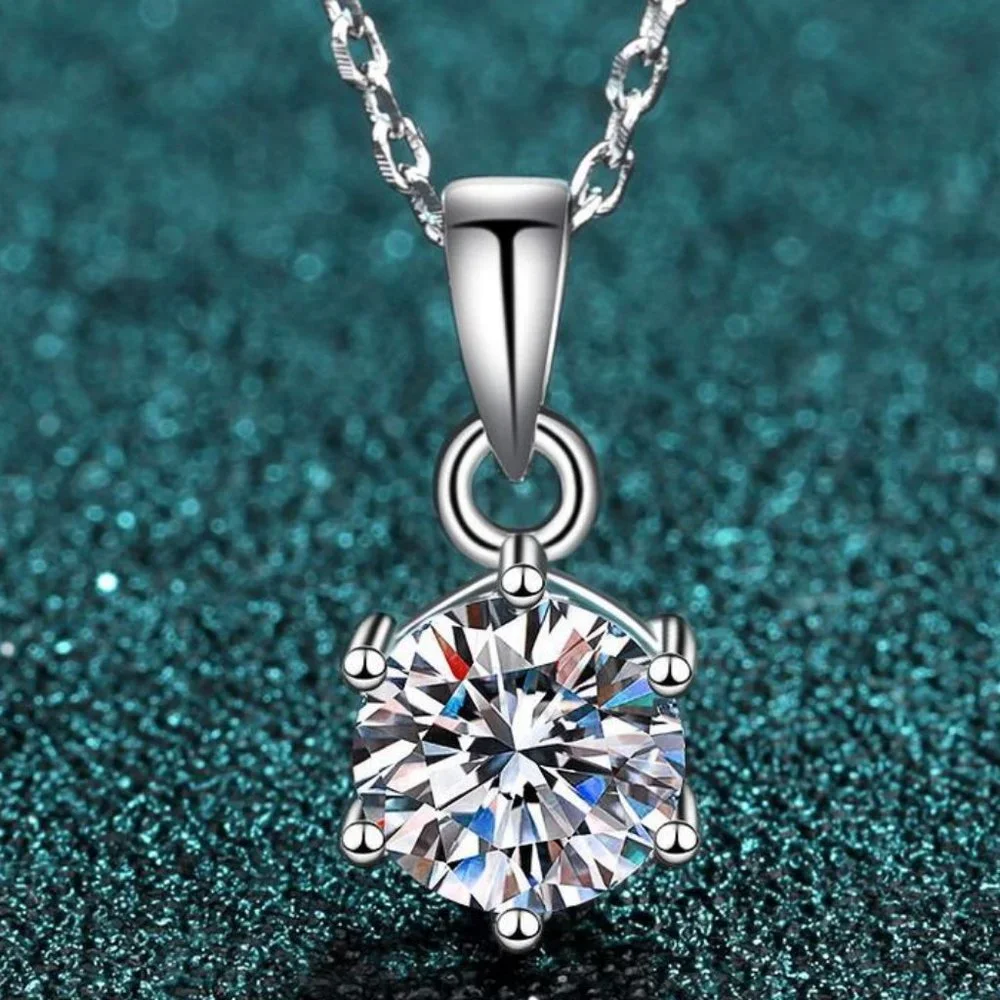 #Certified 5ct. t.w. Moissanite Diamond Solitaire Necklace NEW